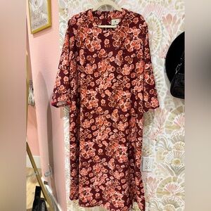 Tuckernuck Floral Midi Dress in Burgundy and Pink